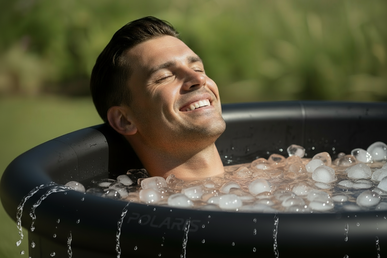 Gros plan homme bain POLARIS avec débordement